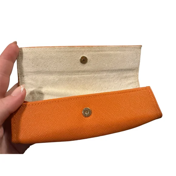 Tory Burch Glasses Case Small Magnetic Snap Close Orange - Picture 9 of 9